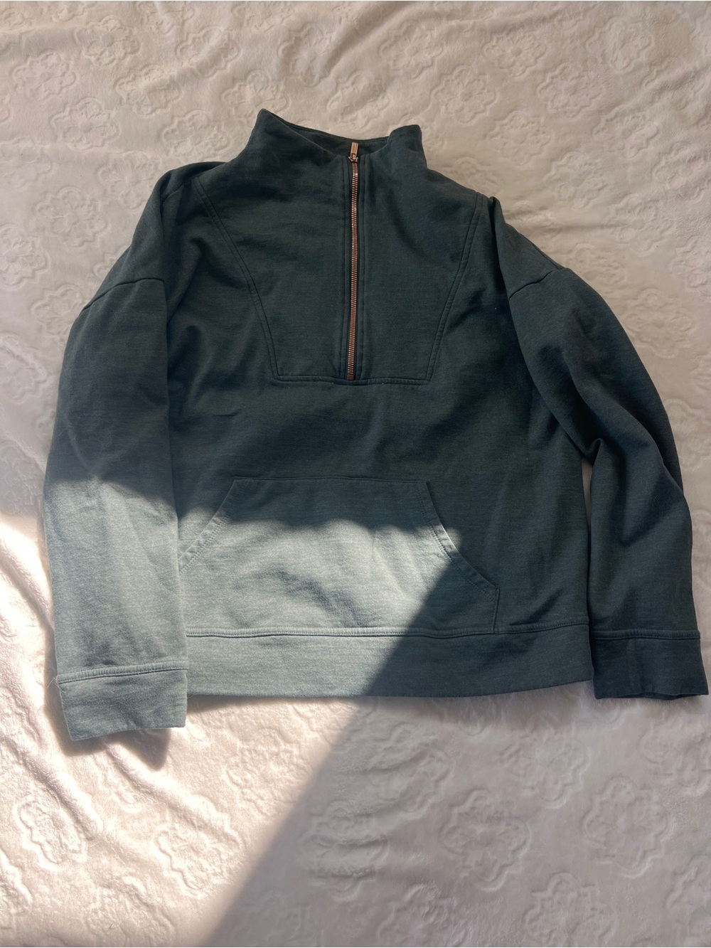 Women’s Half-Zip Pullover Sweater - Dark Green - Size L